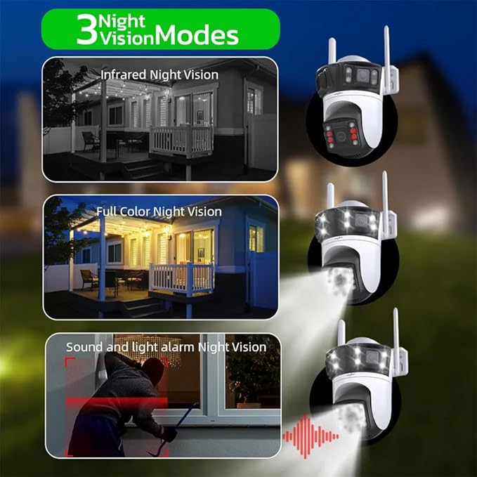 Active Pixel A9 4+4+4MP Triple Lens WiFi Outdoor Security Camera | 8 LED Full-Color Night Vision | 360° PTZ | Motion Tracking | Human Detection | Two-Way Audio | Waterproof CCTV for Home & Office