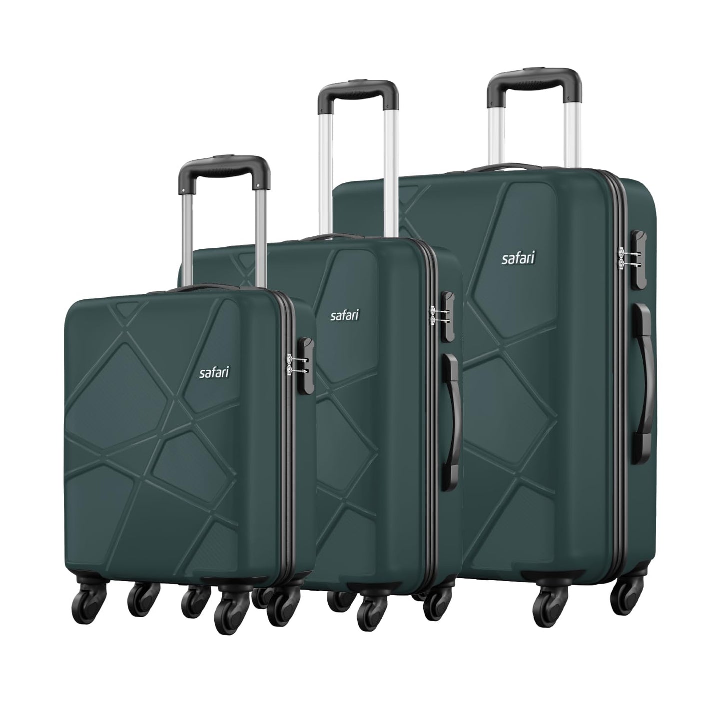 Safari Pentagon Set of 2, Cabin & Checkin Trolley Bags Hard Case Polypropylene 4 Wheels 360 Degree Wheeling System Luggage, Travel Bags, Suitcase for Travel, Trolley Bags for Travel, Dusk Green