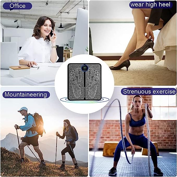 EMS Foot Massager, Electric Feet Massager, Deep Kneading Circulation Foot Booster for Feet and Legs Muscle Stimulator, Folding Portable Electric Massage Machine (Mix Design) - Springkart 