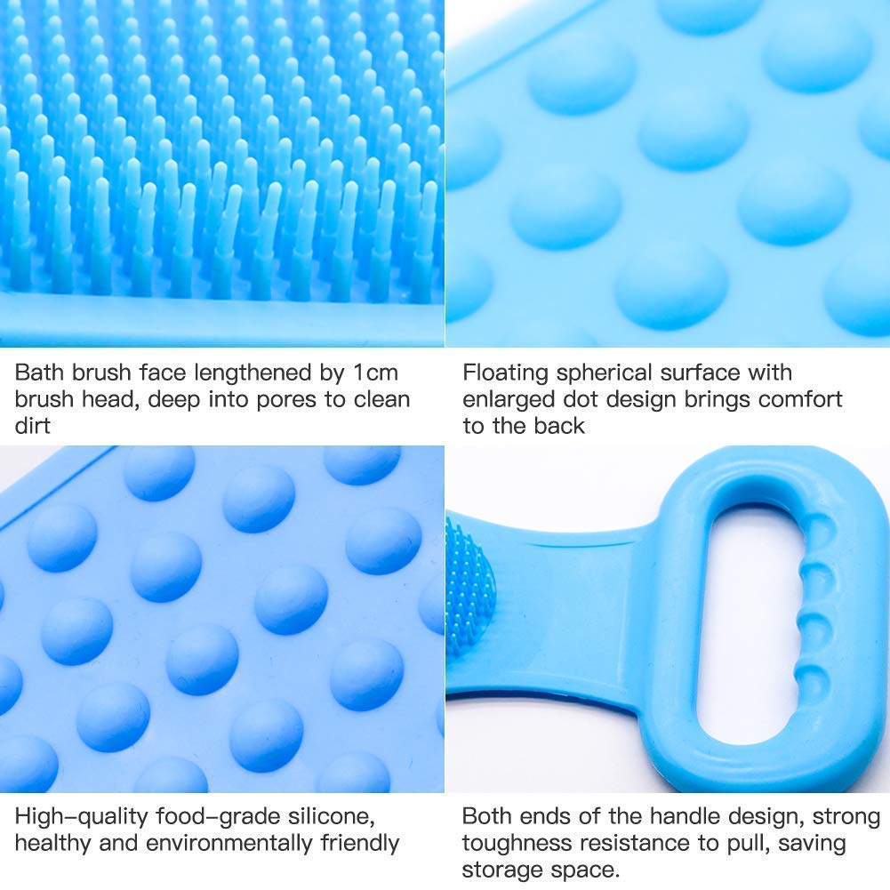 Silicone body scrubber for back and body, ideal for exfoliating skin.