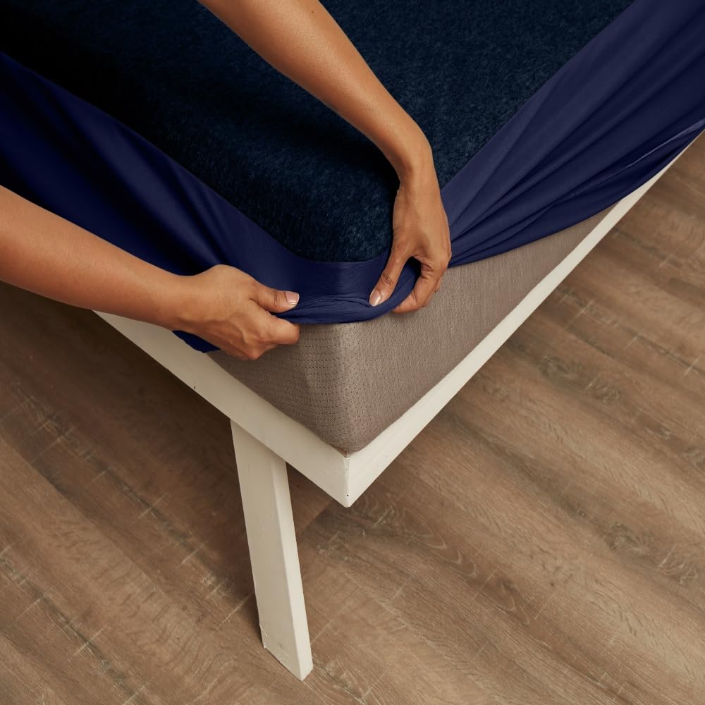 Wakefit Cotton Feel Ultra Soft Waterproof Mattress Protector|Breathable - Hypoallergenic Mattresses Cover 72" x 72" - King, Beetroot, Beetroot, Beetroot - Cotton Feel-purple