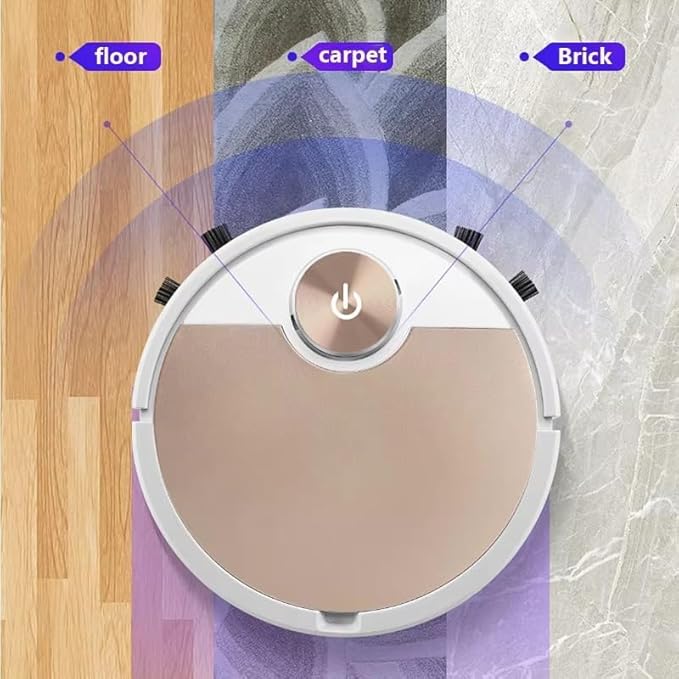 Robot Vacuum Cleaner with Mop, High Suction, Smart Gyro Navigation, Carpet Auto Boost, Slim, Quiet, App Control Robotic Vacuum Cleaner for Hard Floor/Carpet/Pet Hair (Gold)