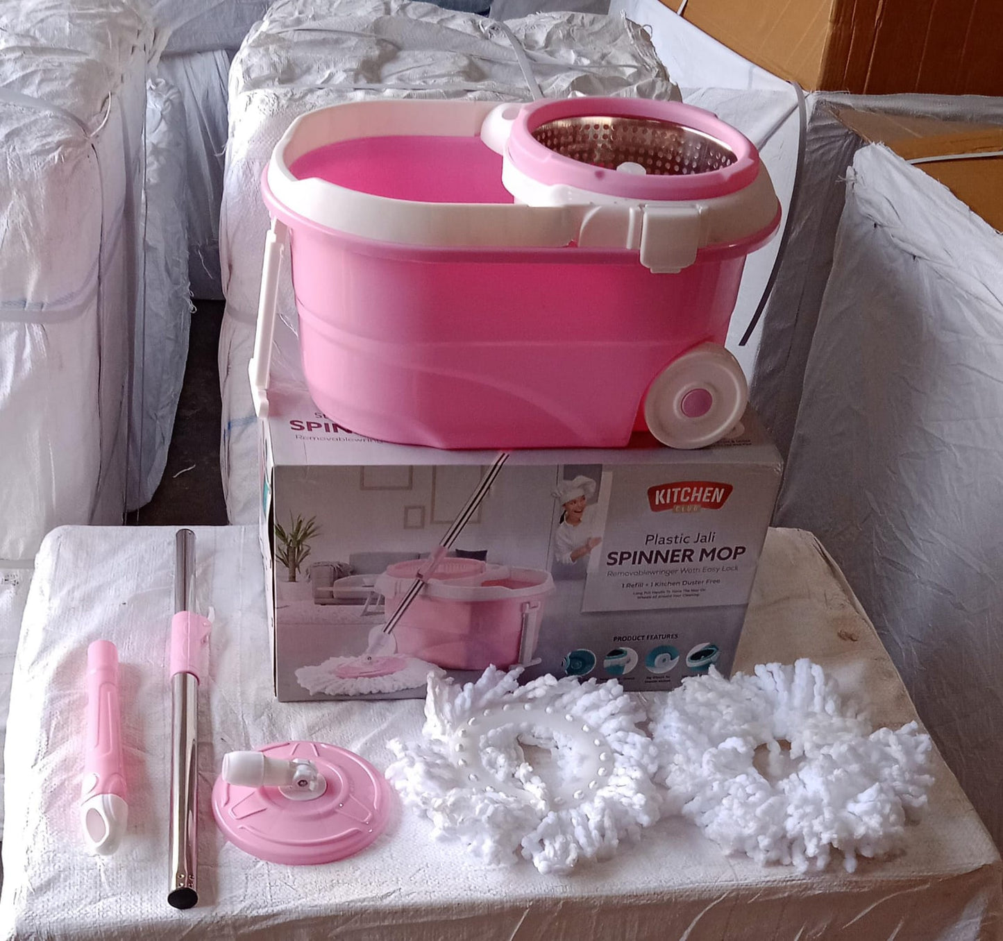Spin Mop with Bucket for Floor Cleaning - Magic Mop Set with Steel Spin, Mop Stick, and Bucket for Home & Office - Springkart 