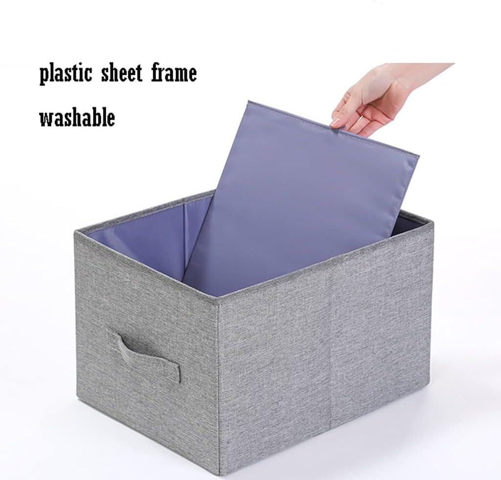 FOLDABLE STORAGE BOX WITH LID AND HANDLES, COTTON AND LINEN STORAGE BINS AND BASKETS ORGANIZER FOR NURSERY, CLOSET, BEDROOM, HOME - Springkart 