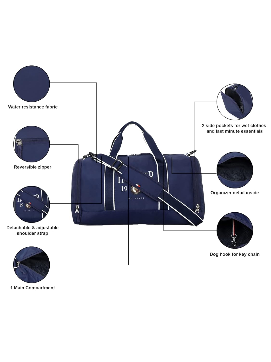 Tommy Hilfiger Demarcus Men Polyester 25 Cms Gym Bag Navy