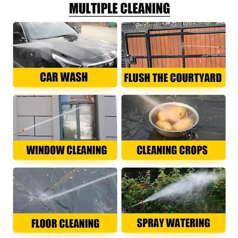 Cordless Car Washer High Pressure Gun - Car Washing 48V Rechargeable Electric Pressure Washer Gun Bike, Car Washing Pump, Portable Car Washer with Adjustable 3 in 1 Nozzle and 5M Pipe. (Dark Black)