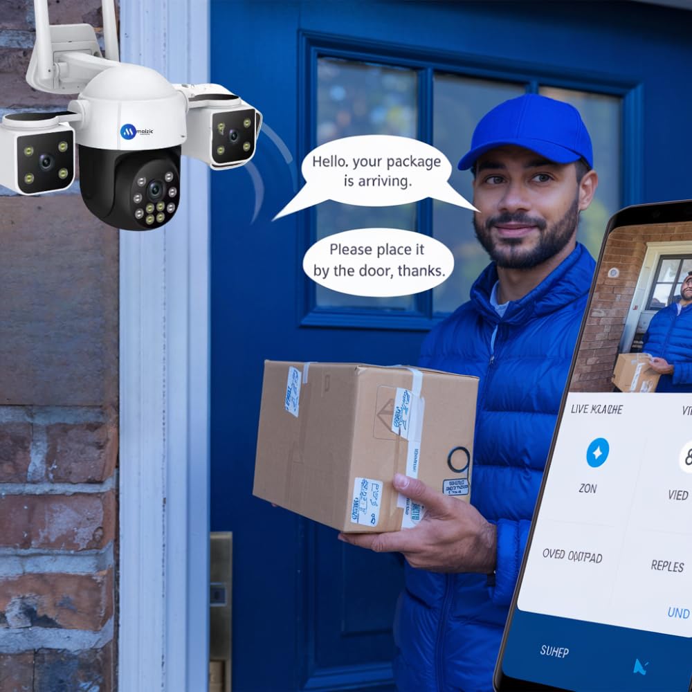 Maizic Smarthome Batman 4G Sim Based 6MP HD 3in1 Screen View CCTV Camera, Outdoor Indoor Home Security Camera, 2 Way Talk, Motion Detection, Color Night Vision, 2 Side Camera Horizontally Rotate 180°