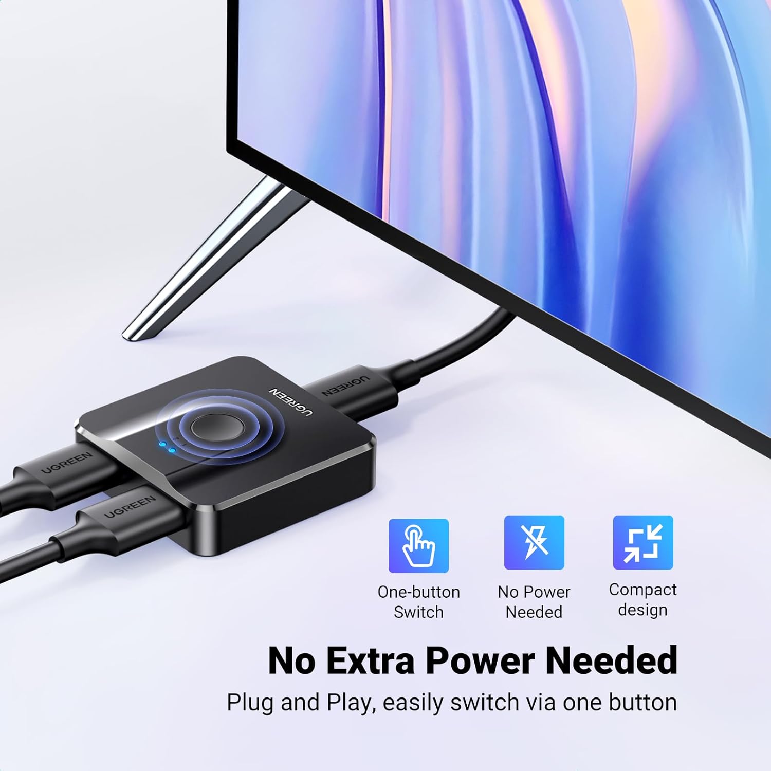 UGREEN HDMI Switch 2 in 1 Out 4K 60Hz Splitter, Bi-Directional 2 Input 1 Output Support 3D Compatible with Xbox PS4 PS5 Blu-Ray Player TV Stick HDTV Monitor
