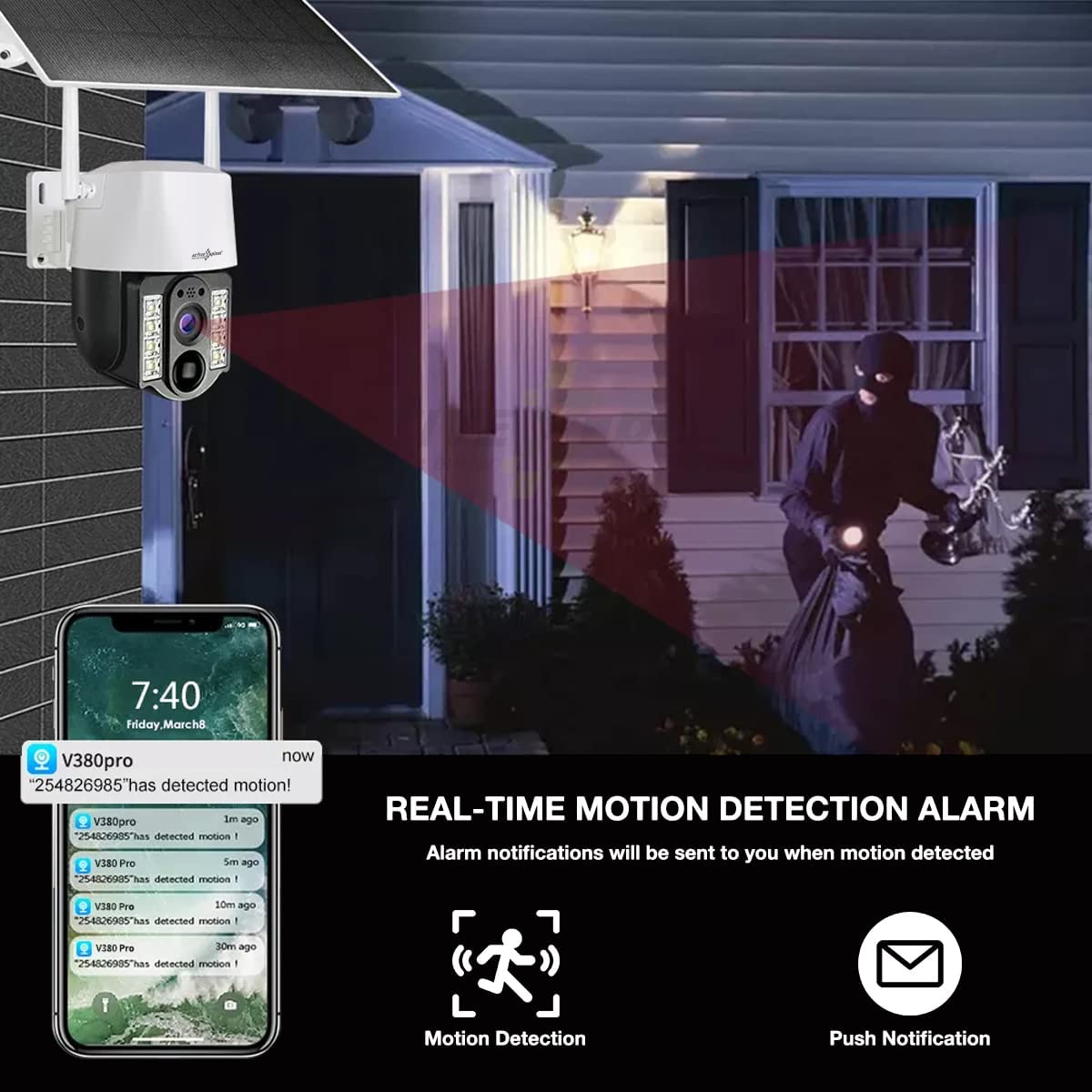 Active Pixel 4G 4mp Solar Battery Powered SIM Card Supported Wireless CCTV Security Camera, IP65 Waterproof, Two-Way Audio, PIR Motion Detection, Pan Tilt.