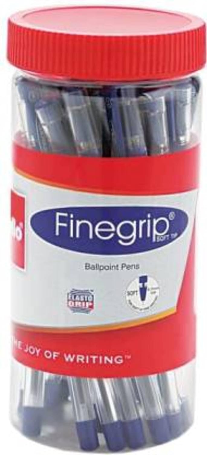 Cello Finegrip Ball Pen | Blue Ball Pens | Jar of 25 Units | Best Ball Pens for Smooth Writing | Ball Point Pen Set | Pens for Students and Professionals Stationery - Springkart 