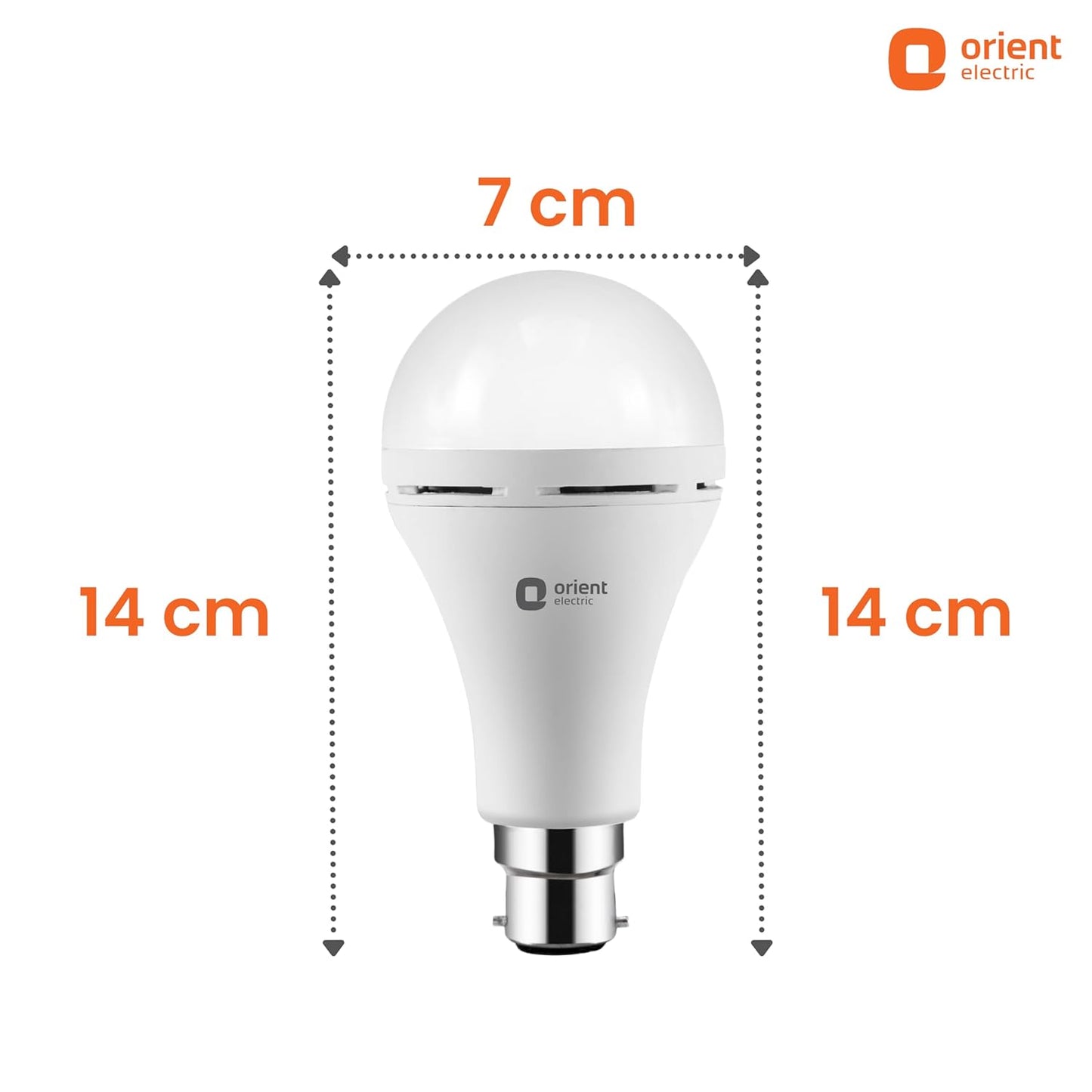 Orient Electric 12W Rechargeable Emergency LED bulb| Inverter Bulb for home with 2 hours battery backup| Up to 4 kV surge protection| 6500K, Cool White, B22d base| Over charging Protection| Pack of 1