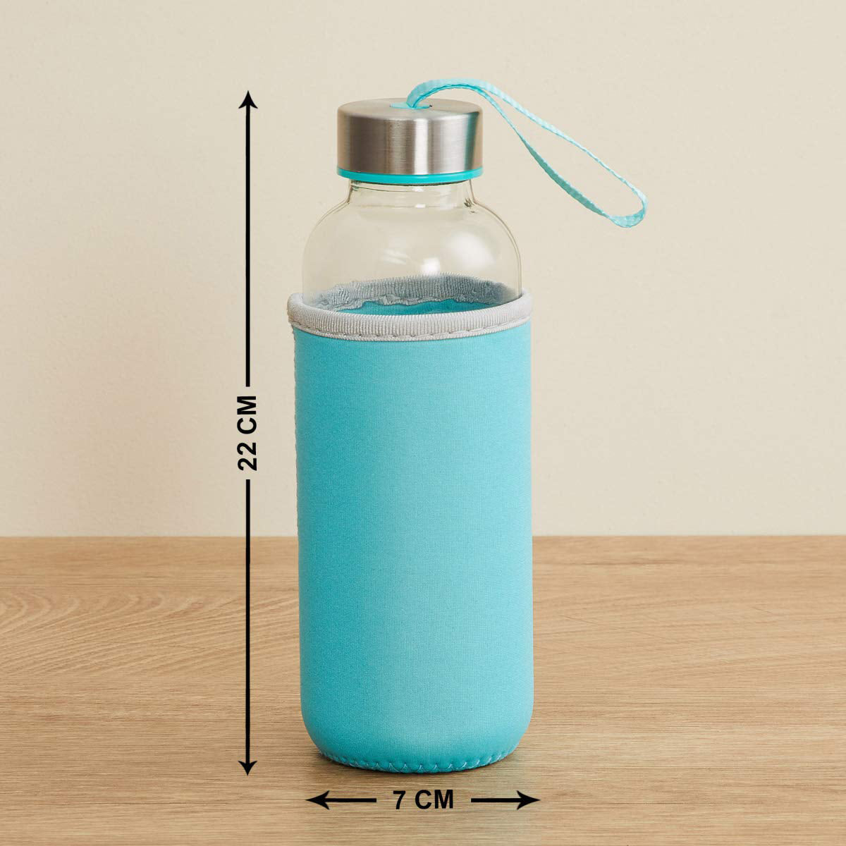 Glass Water Bottle (500 ml) With Cover - Springkart 