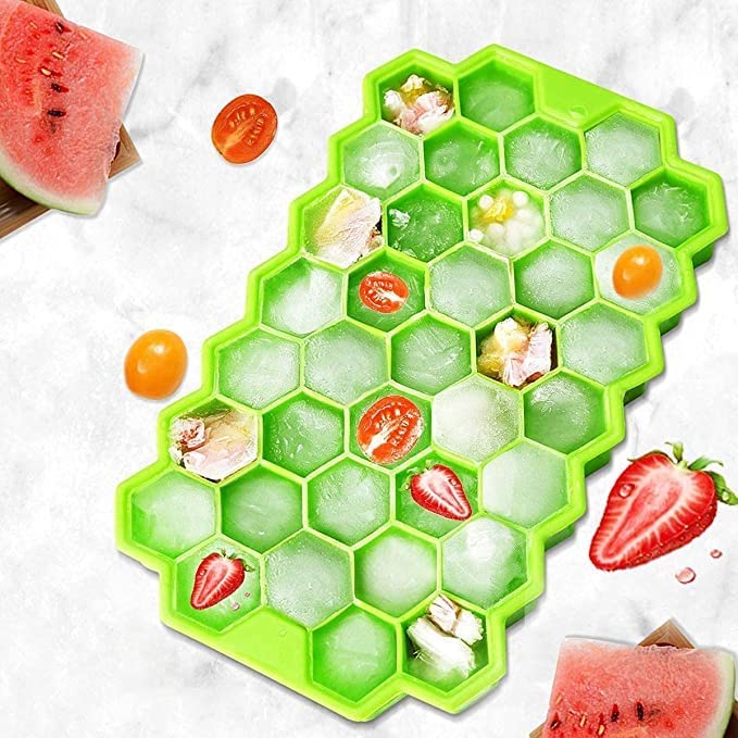 Flexible Silicone Ice Cube Tray, 37 Small Cubes , Fridge Use - Springkart 