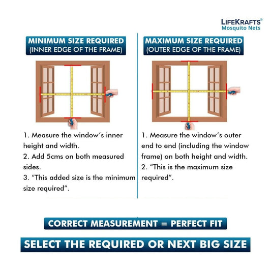 Lifekrafts Standard Size Window Mosquito Net (Size-90x120cms/36x47 Inches/2.95x3.94 Feet, Color-Grey) 120 GSM Stitched Fiberglass Net with Strong Hook & Loop Adhesive Tape