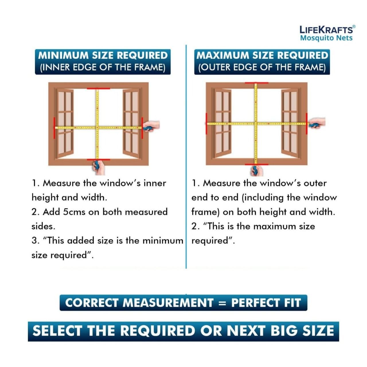 Lifekrafts Standard Size Window Mosquito Net (Size-90x120cms/36x47 Inches/2.95x3.94 Feet, Color-Grey) 120 GSM Stitched Fiberglass Net with Strong Hook & Loop Adhesive Tape