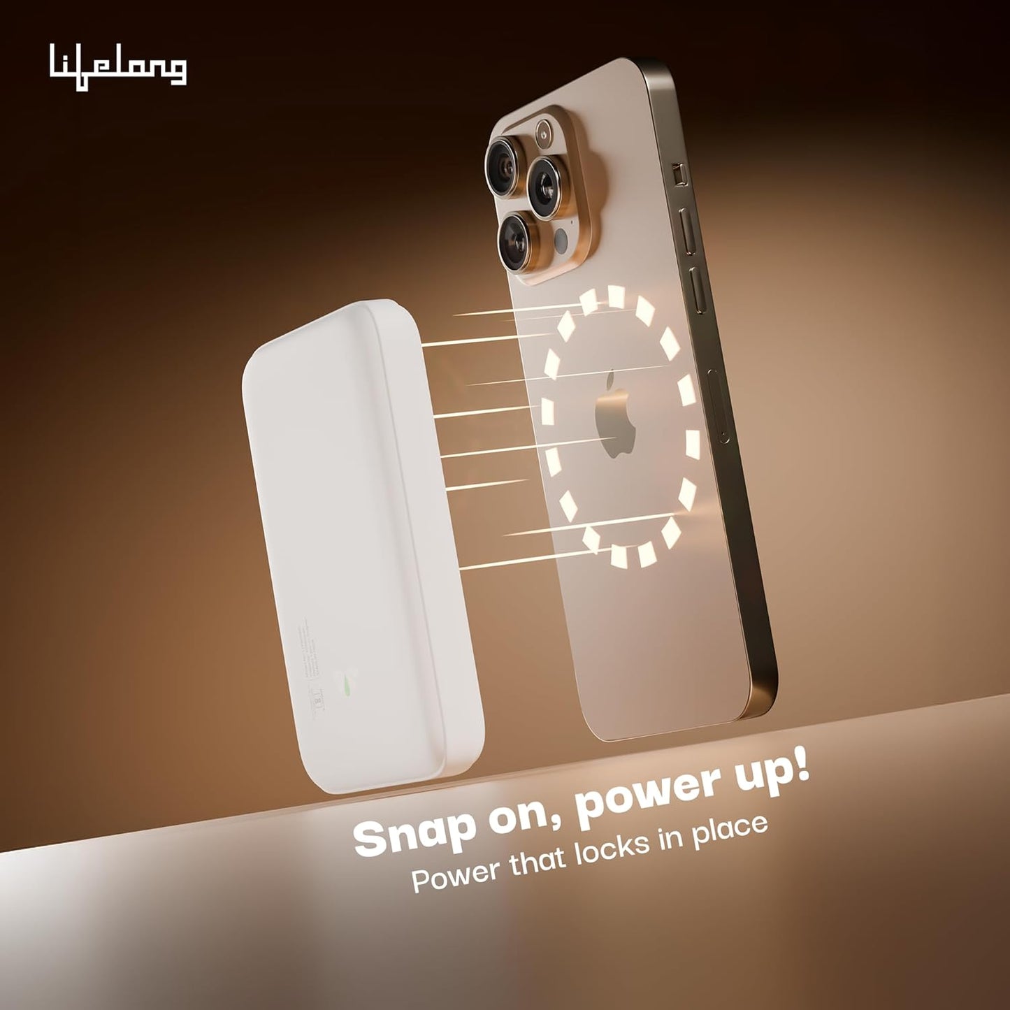 Lifelong Electronics 10000mAh Magsafe Wireless Fast Charging Power Bank for iPhone and All Wireless Qi Enabled Phones & Devices | QC 3.0 Powerbank (22.5W Output) | Strong Magnet + Extra Magnetic Ring