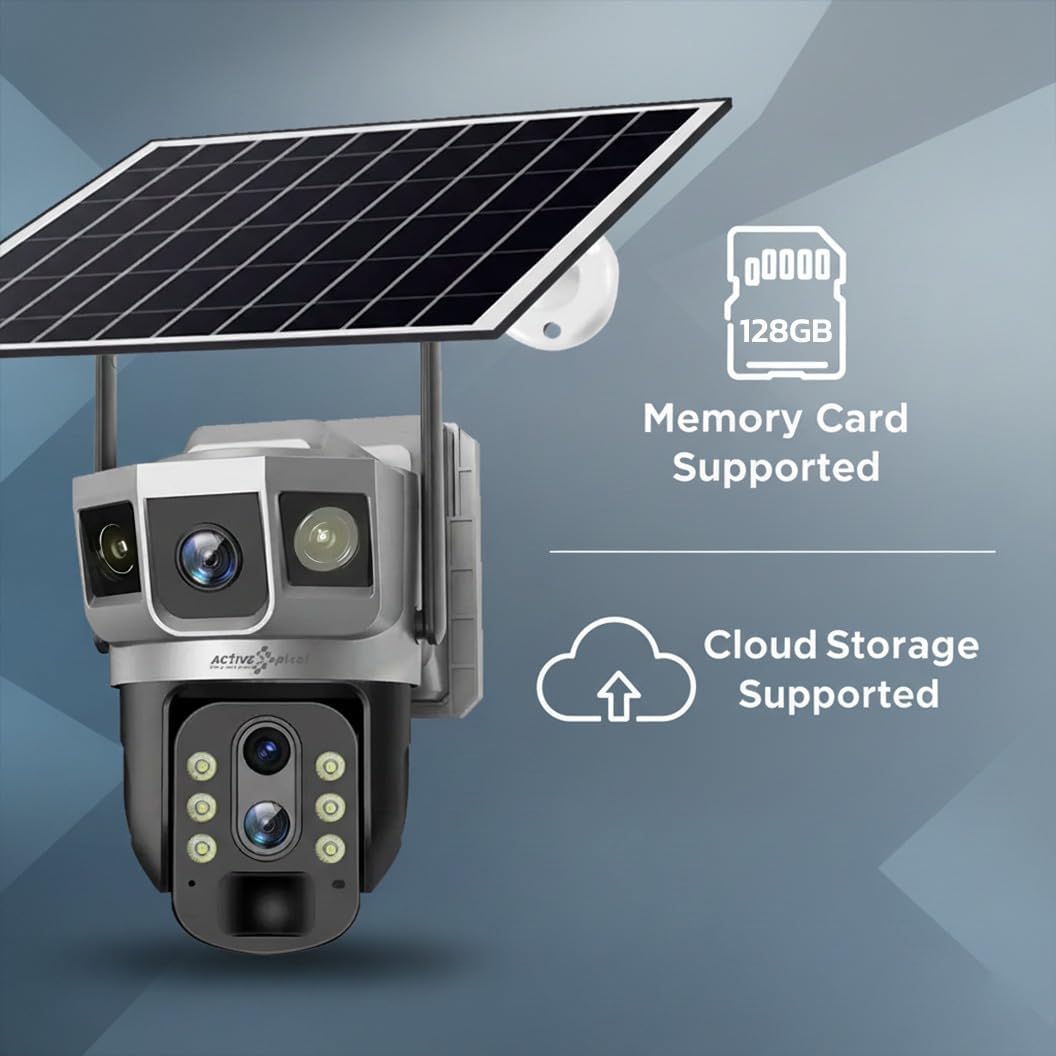 Active Pixel 4+4+4MP 10X Zoom Dual Camera Solar 4G IP PTZ Wireless CCTV Camera Surveillance Outdoor Waterproof Monitor PIR Motion Detect Night Vision