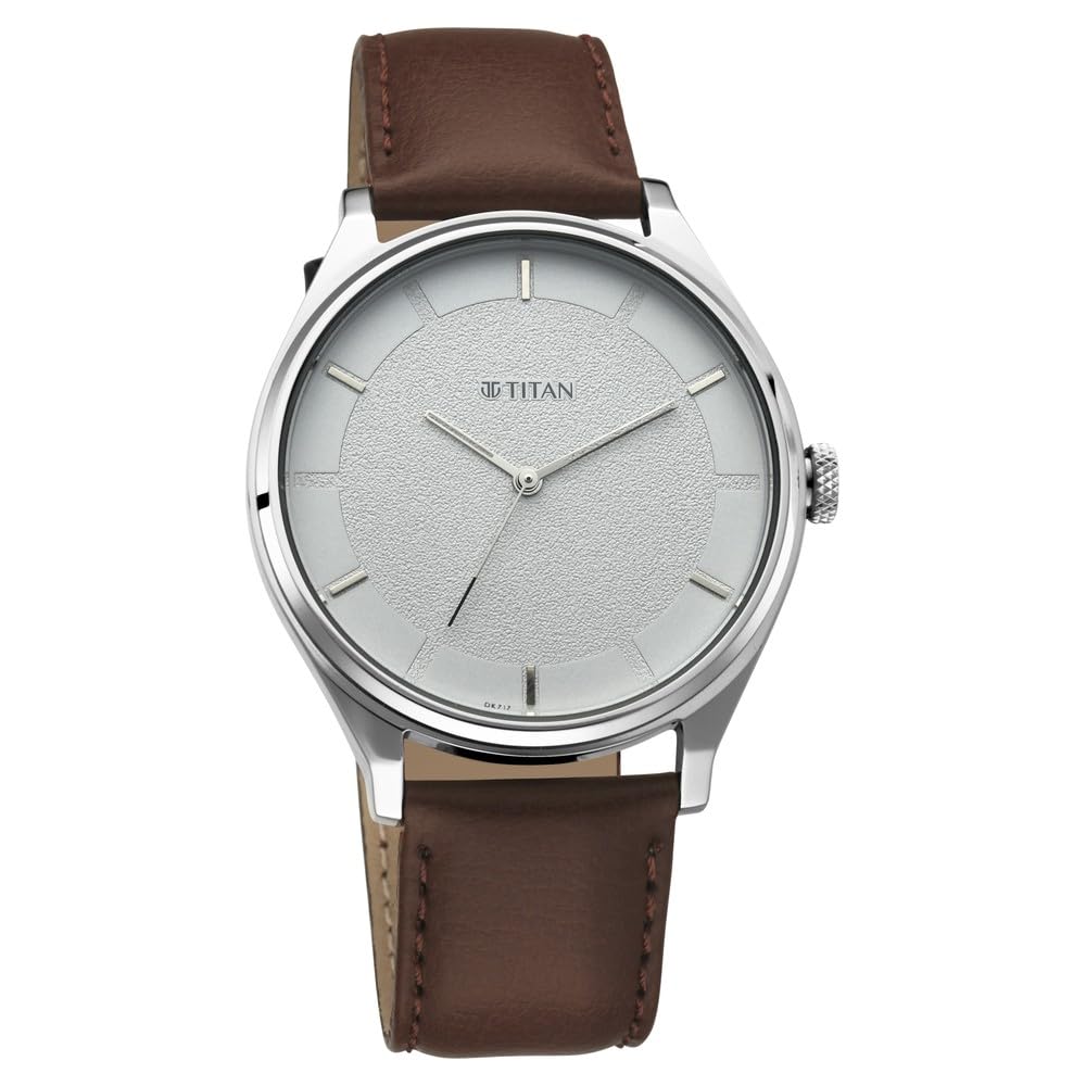 Titan Men's Classic Watch: Gradient Dial & Sleek Markings with Leather Strap-NS1802SL13