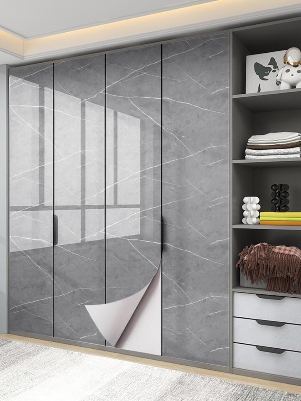 Beflix® Marble Peel and Stick Wallpaper for Home Decor, Waterproof Self-Adhesive Wall Stickers for Kitchen, Bathroom, Living Room – Wall Paper (60X200 CM) (Grey)