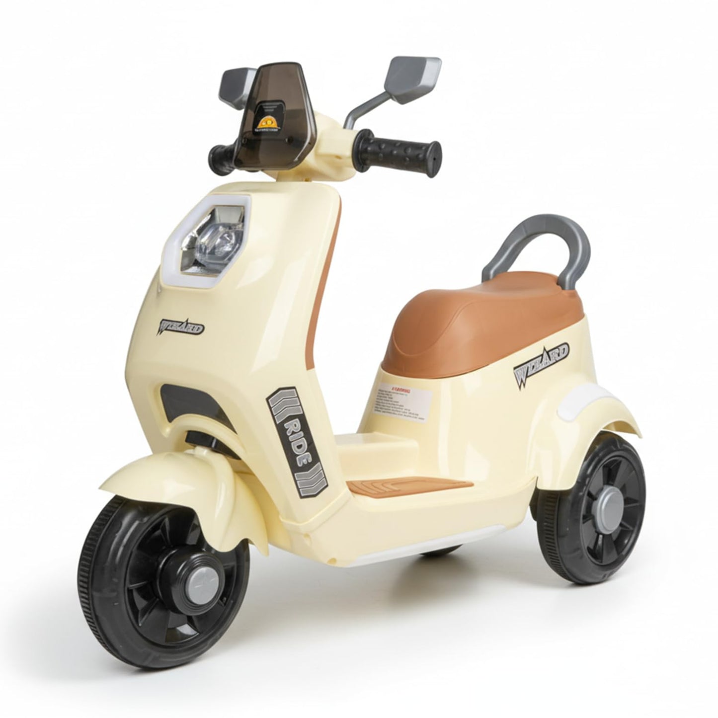Toyzone Wizard Electric Scooty | Rechargeable Scooty 6V | Powered by 6.5 ah Battery | Music Player with Bluetoooth & USB | 6 Month Warranty on Battery | Make in India | for Kids 2+ Years (Ivory)