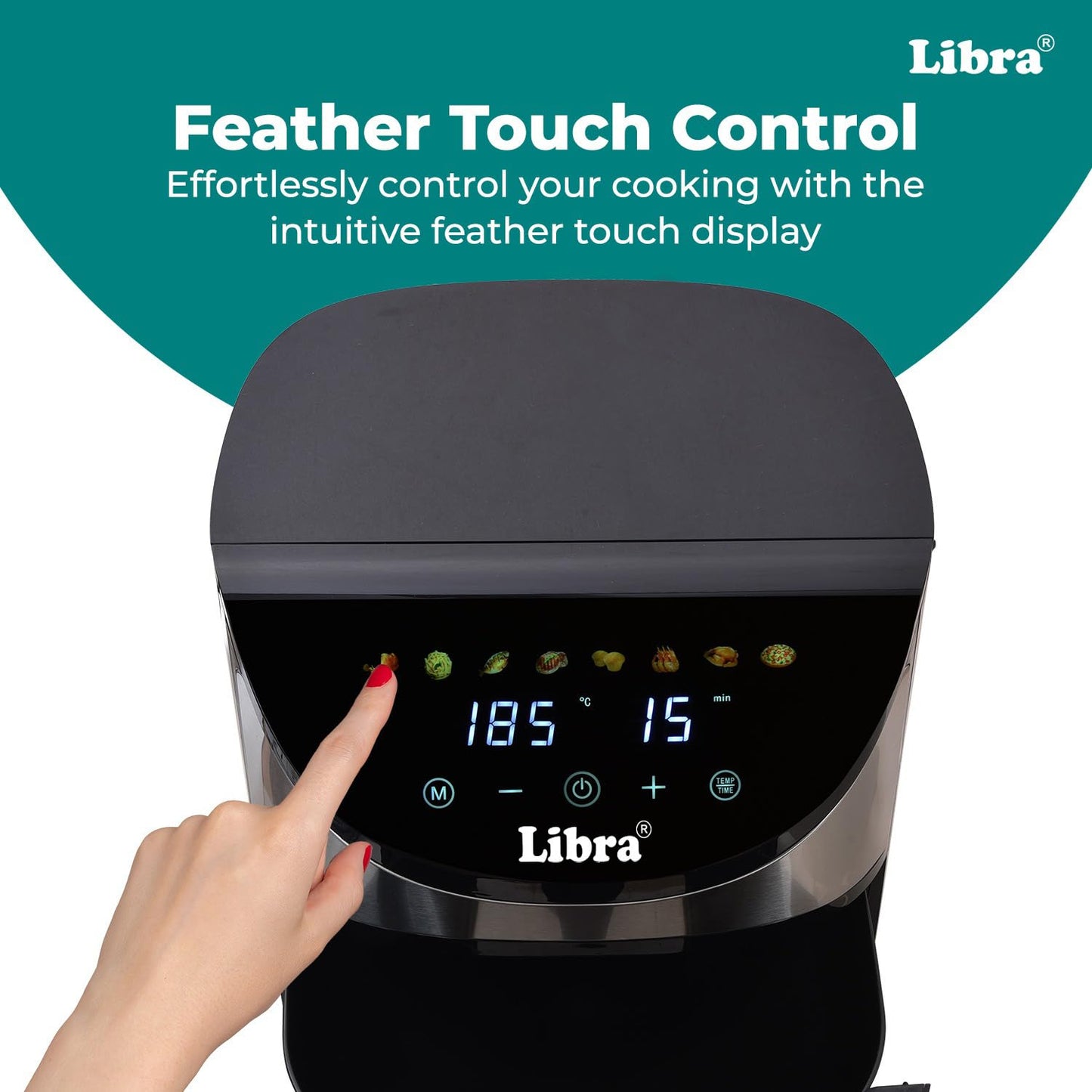 Libra 6.5 Liter Air Fryer Oven – 1740W Stainless Steel Air Fryer with 9-in-1 Digital Functions: Air Fry, Toast, Grill, Bake, Reheat & Keep Warm – Uses 90% Less Oil, Stainless Steel Interior