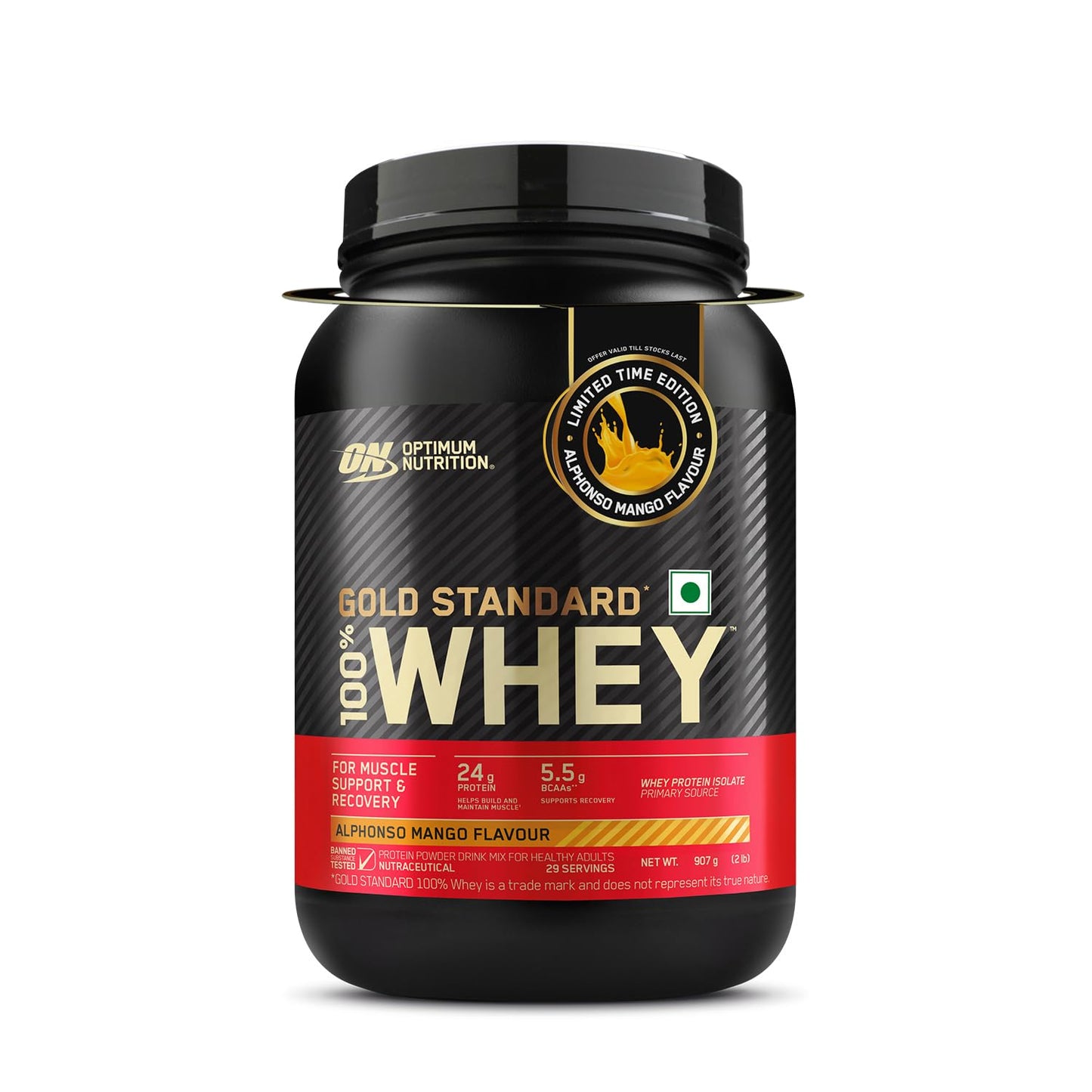 Optimum Nutrition (ON) Gold Standard 100% Whey Protein Powder 2 lbs, 907 g (Double Rich Chocolate), for Muscle Support & Recovery, Vegetarian - Primary Source Whey Isolate