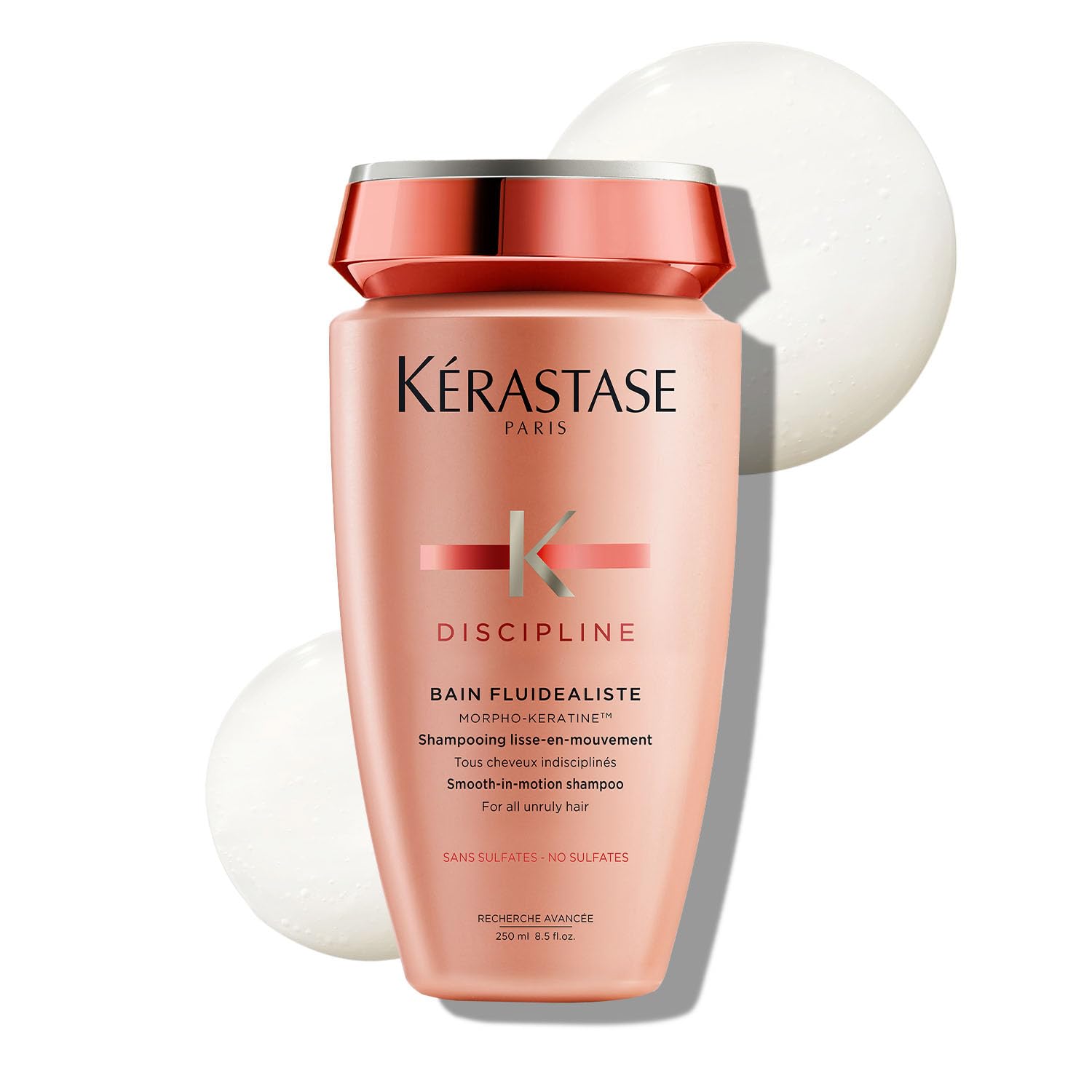 Kérastase Discipline Fluidealiste Anti-Frizz Shampoo | Sulphate-Free Shampoo for Frizzy Hair | Infused with Morpho-Kératine, Surface Perfector & High Precision Care Agent | 250ml