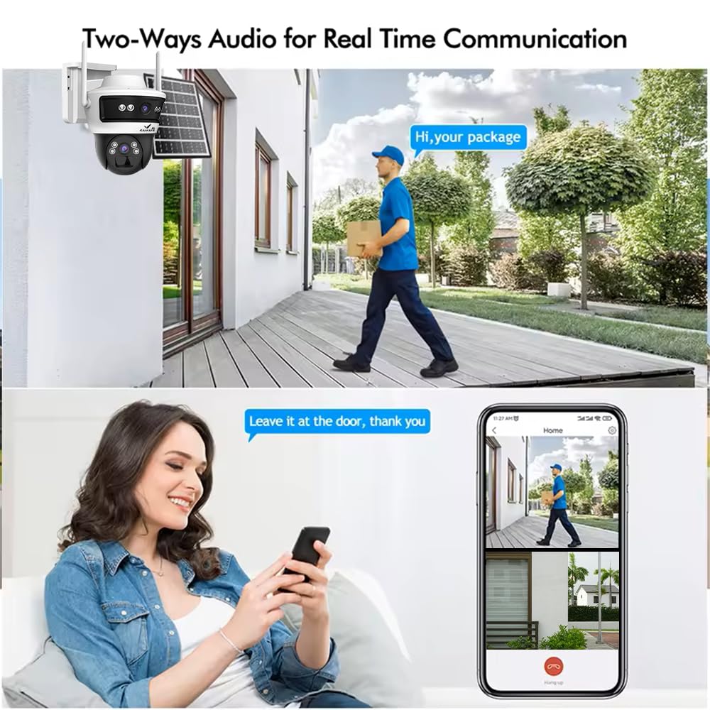 Camate Stellar Duo 4+4MP 4G SIM Based Wireless Outdoor CCTV Camera | Solar Powered Battery | No WiFi Needed | Color Night Vision | Motion Detection | 2-Way Audio | Weatherproof | Supports 256GB SDcard