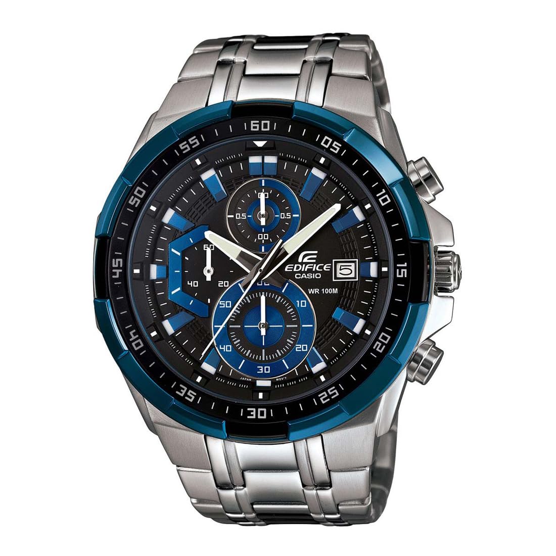 Casio Edifice EFR-539D-1AVUDF Analog Black Dial Men Watch Silver Metal Strap (EX191)