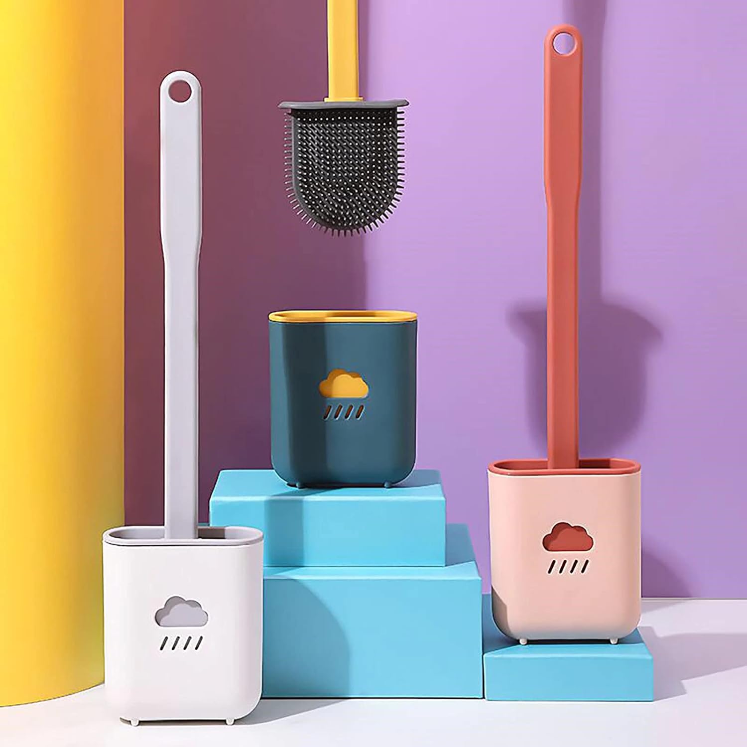 Silicone Toilet Brush with Holder (Without Box) - Springkart 