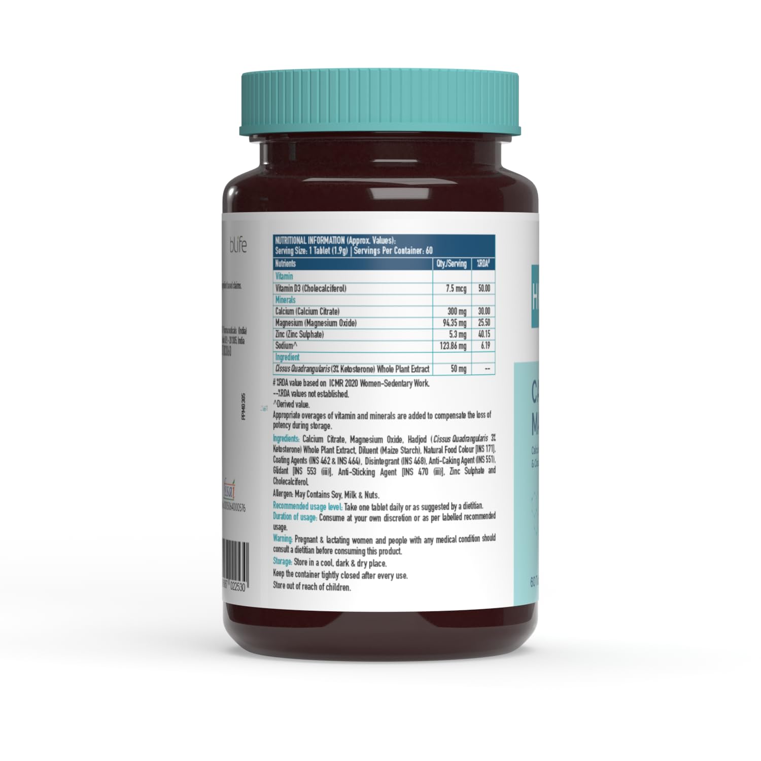 HealthKart hk vitals Calcium Magnesium & Zinc |With Vitamin D3, Calcium Supplement for Women and Men|for Bone Health & Joint Support, 1 count, 60 capsules - Springkart 