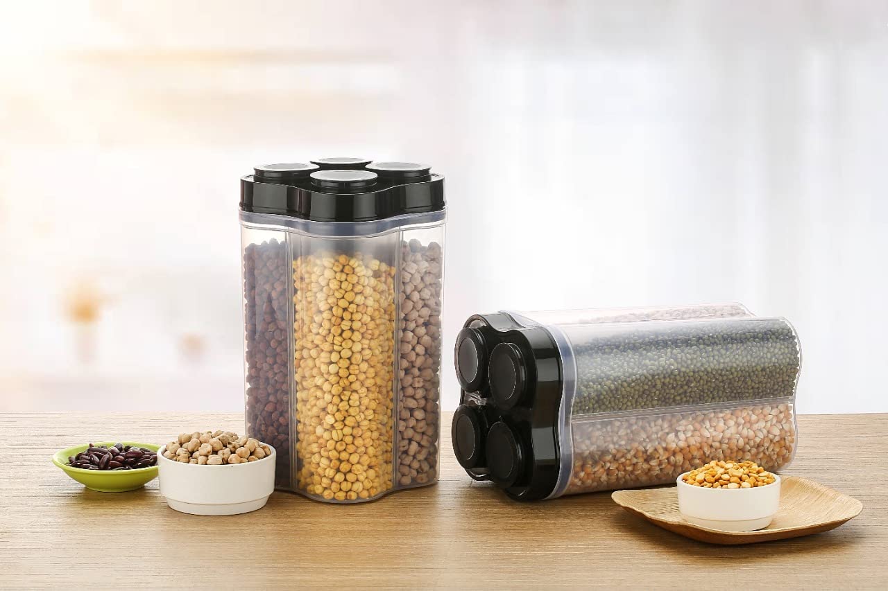 Plastic Lock Food Storage 4 Section Container Jar for Grocery, Fridge Container. - Springkart 