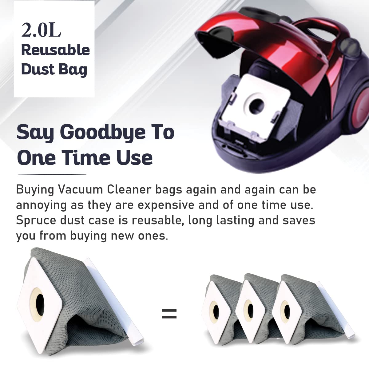 INALSA Vacuum Cleaner for Home Spruce-1200W| with Blower Function| Reusable Cloth dust Bag| Multiple Accessories | Dust Full Indicator | 2 Year Warranty (Red/Black)