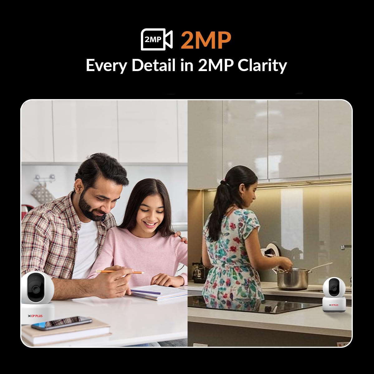 CP PLUS 2MP Full HD Wi-Fi CCTV Camera for Home with Motion Tracking | Smart Detection Suite | Night Vision | Cloud Recording | View & Talk | Supports OK Google | CTC Cyber Secure | CP-E25Q (Pack of 2)