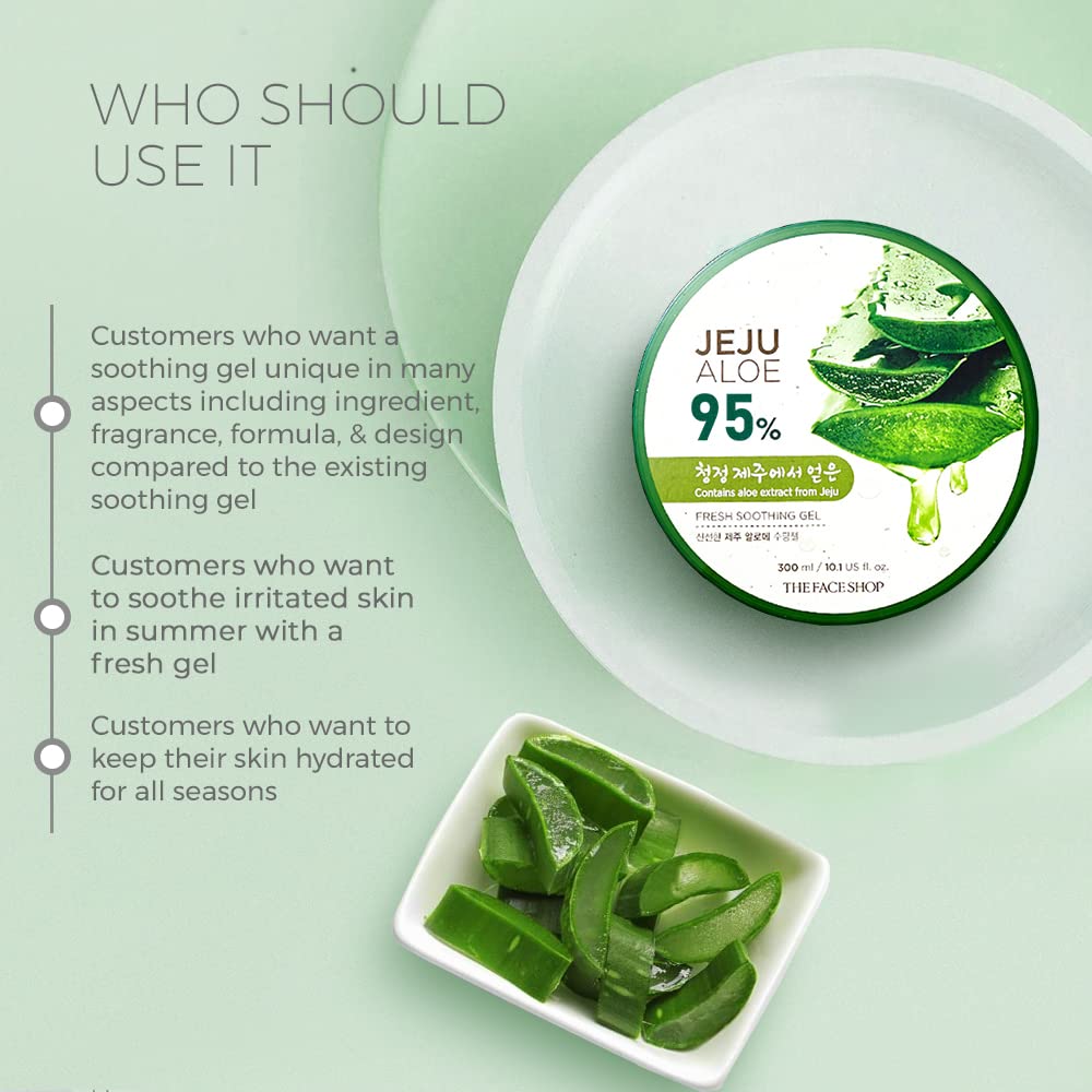 The Face Shop Non-Sticky Transparent 3 in 1 Aloe Fresh Soothing gel for Skin, Body and Hair | Pure Aloe Vera & Vitamin E for Skin and Hair | Korean Skin care products, 300ml - Springkart 