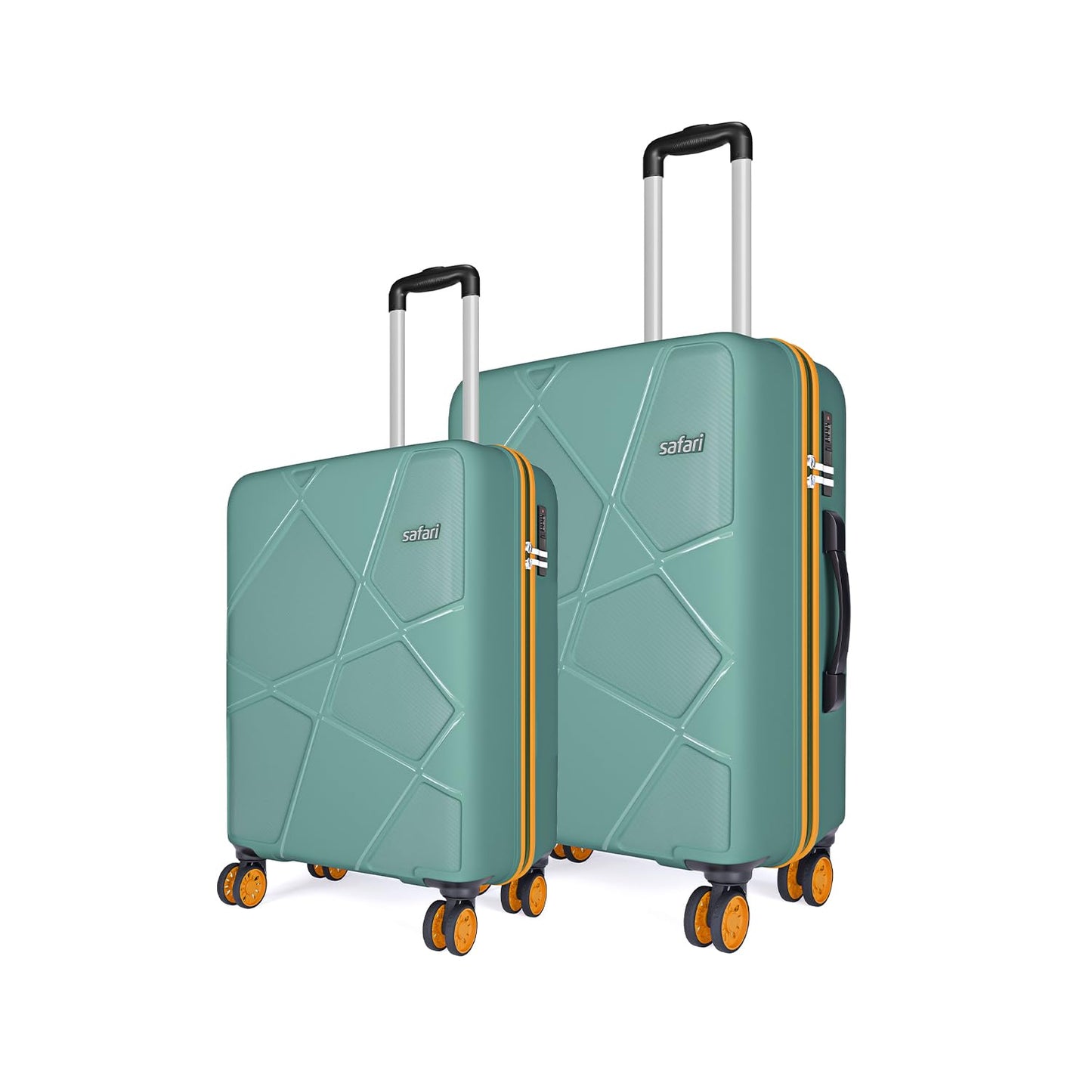 Safari Pentagon Set of 2, Cabin & Checkin Trolley Bags Hard Case Polypropylene 4 Wheels 360 Degree Wheeling System Luggage, Travel Bags, Suitcase for Travel, Trolley Bags for Travel, Dusk Green