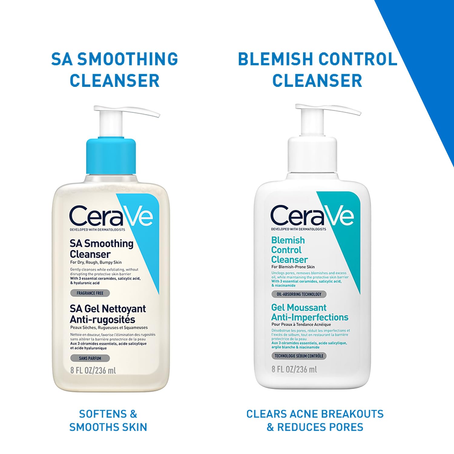 Cerave Blemish Control Cleanser with 2% Salicylic Acid & Niacinamide for Acne Prone Skin, Controls Acne & Spots, Unclog Pores & Reduces Blemishes, 236ml