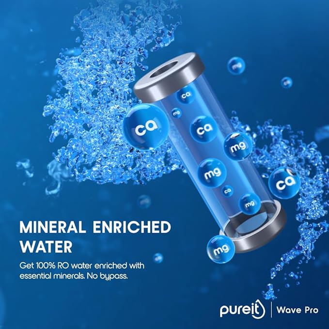 Pureit Wave Pro Mineral RO+UV LED in-tank | 7 stage Purification | 7 Litres Capicity | Up to 45% Water Saving | Suitable for Borewell, Tanker & Muncipal Water | Wall Mountable | Black