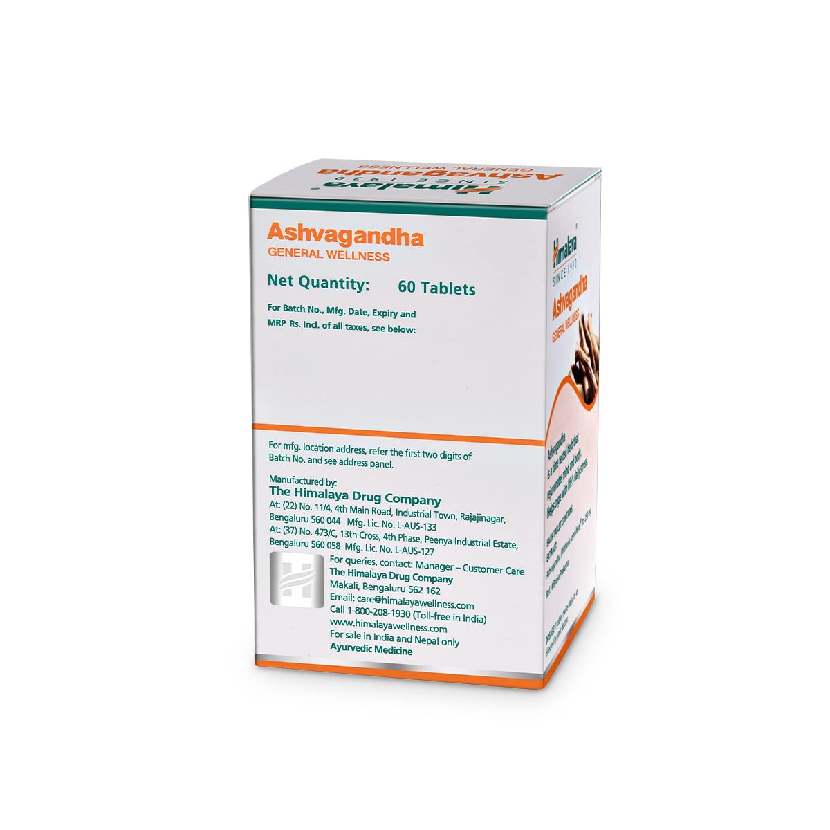 Himalaya Ashvagandha General Wellness Tablets | Stress Relief | Rejuvenates Mind & Body - 60 Tablets - Springkart 