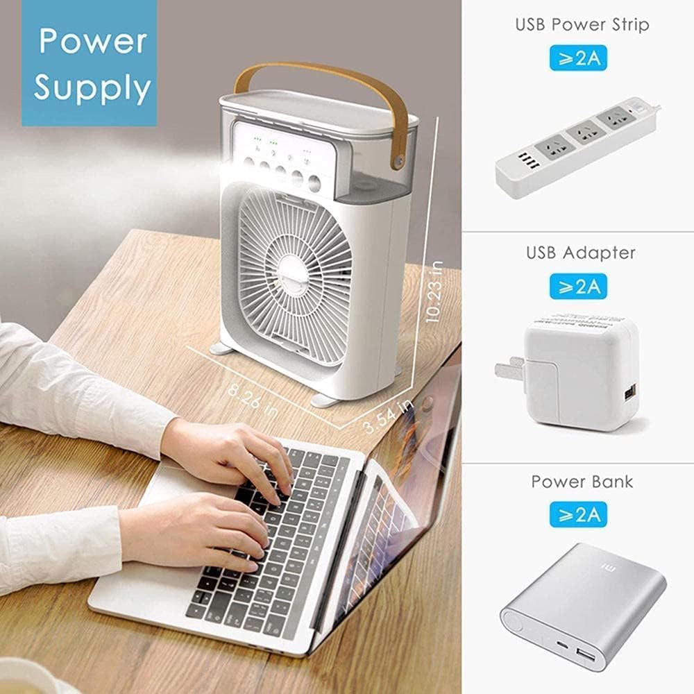 Portable Air Conditioners - Small AC Quiet Personal Air Cooler,USB Powered Mini Desktop Cooling Misting Fan, 1 | 2 | 3 Timer 3 Smart Speeds,360°Adjustment Office, Home, Room, Carved Design (MULTI) - Springkart 