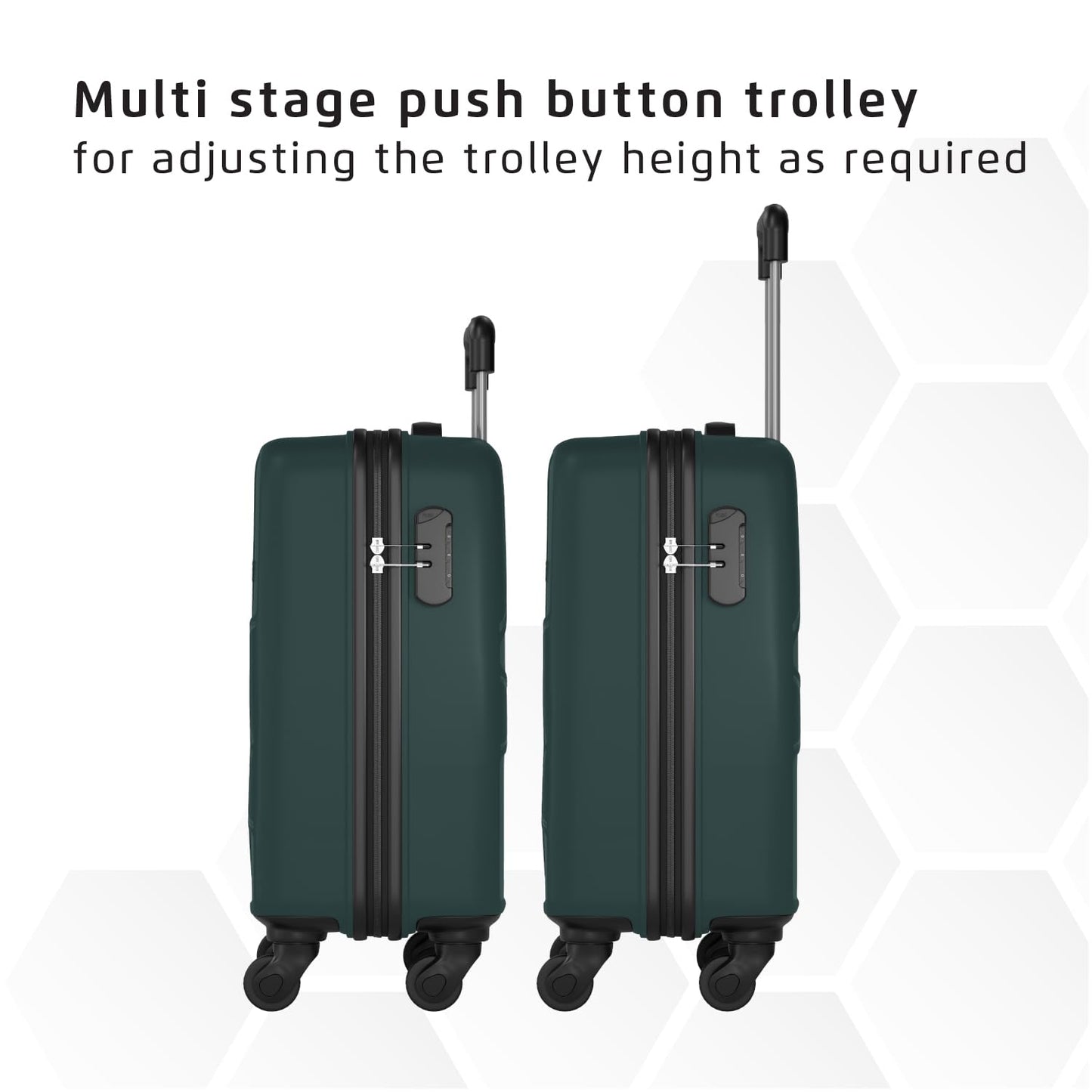 Safari Pentagon Set of 2, Cabin & Checkin Trolley Bags Hard Case Polypropylene 4 Wheels 360 Degree Wheeling System Luggage, Travel Bags, Suitcase for Travel, Trolley Bags for Travel, Dusk Green