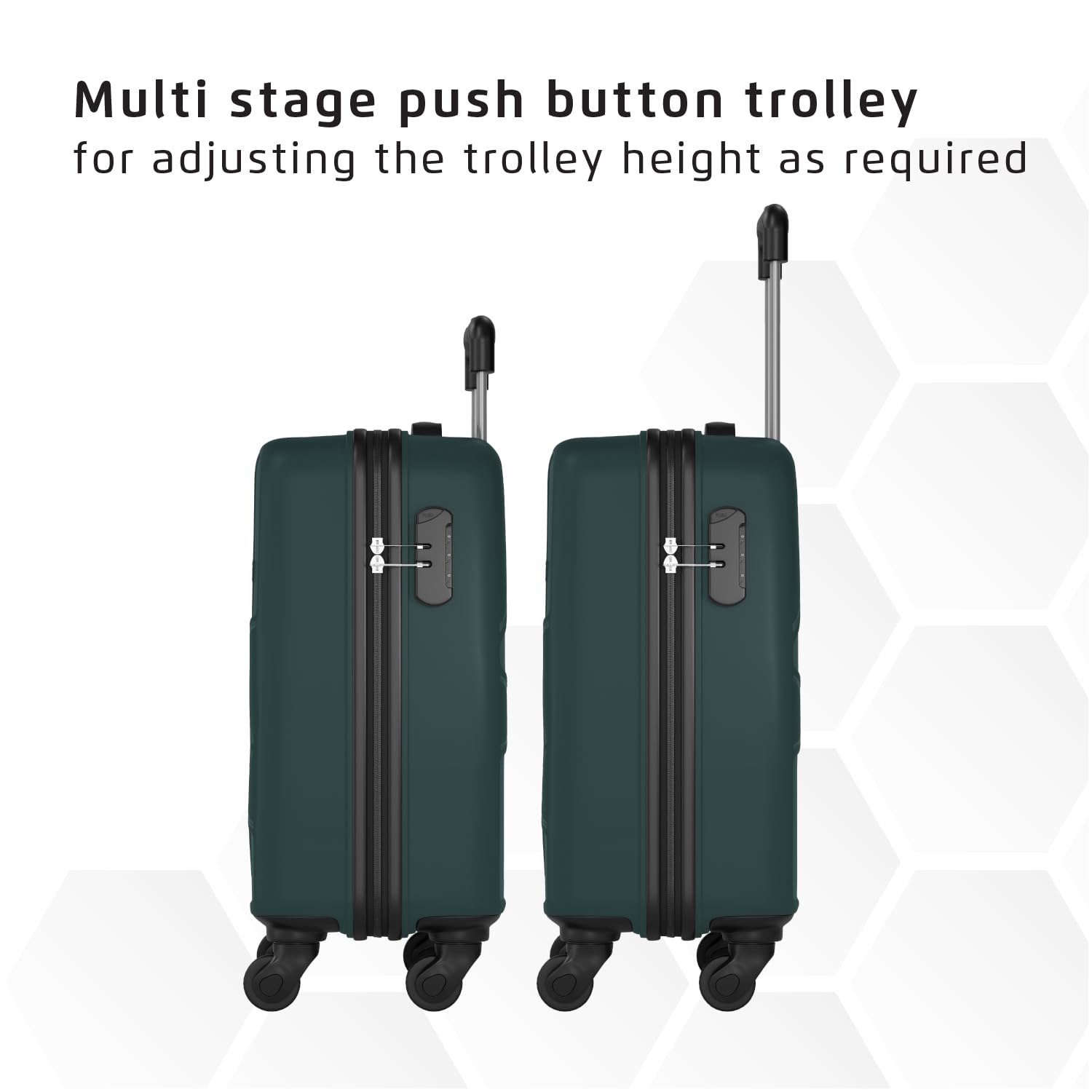 Safari Pentagon Set of 2, Cabin & Checkin Trolley Bags Hard Case Polypropylene 4 Wheels 360 Degree Wheeling System Luggage, Travel Bags, Suitcase for Travel, Trolley Bags for Travel, Dusk Green