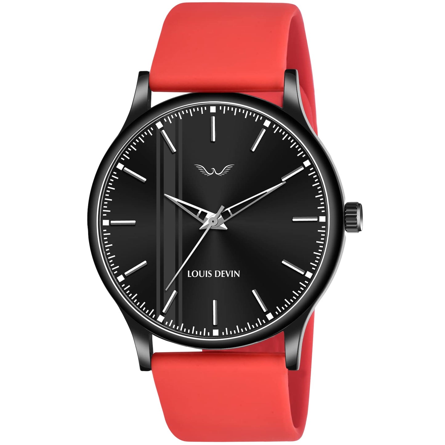 LOUIS DEVIN Silicone Strap Analog Wrist Watch for Men (Black/Blue/Red) | LD-BK054