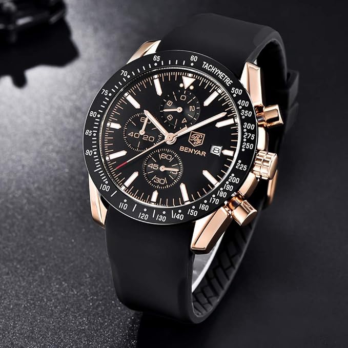 BENYAR Men's Luxury Chronograph Watch – Business, Casual | Quartz Movement with Date Display | Stylish Wristwatch | Gift for Men