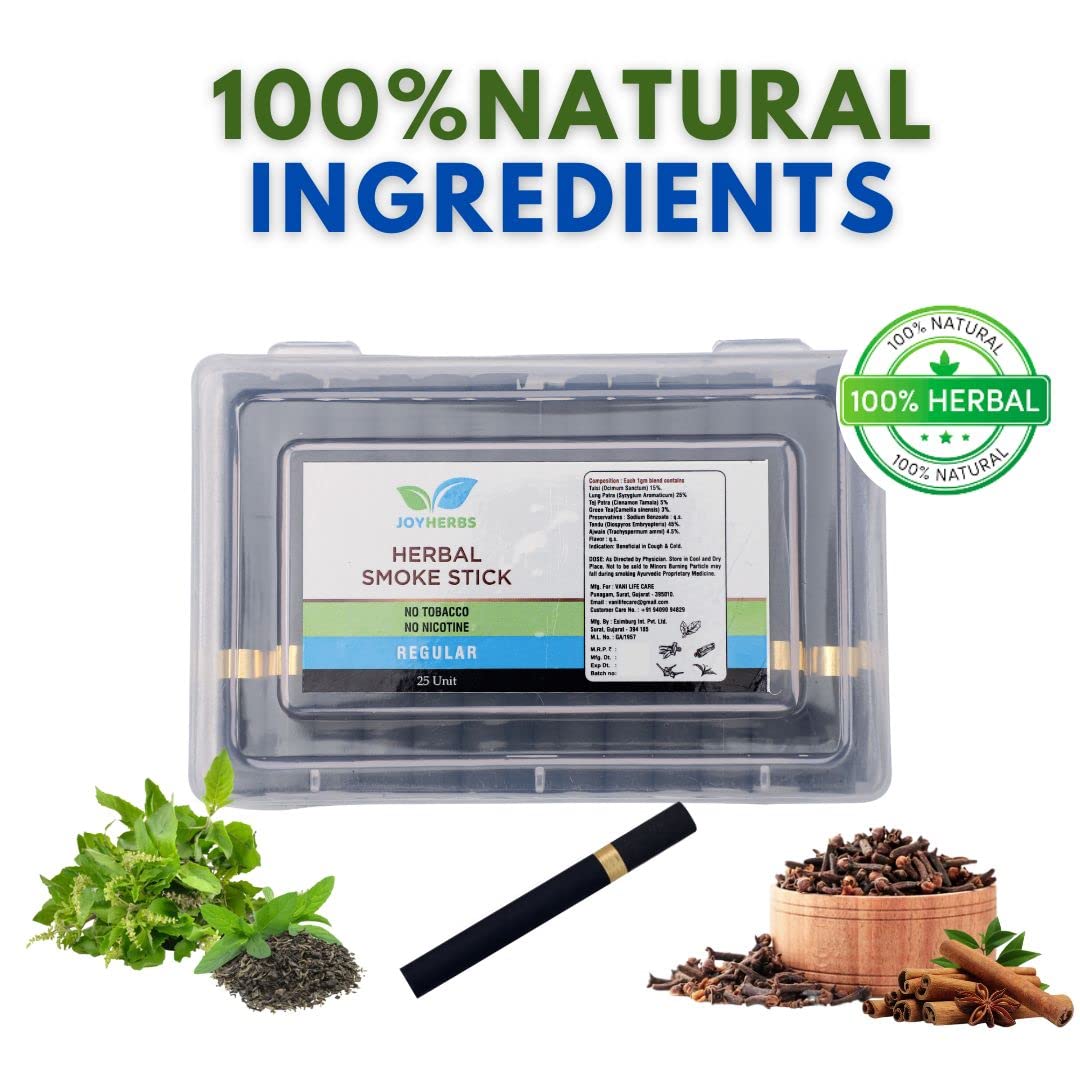 Herbals Regular Flavour Cigarette, Tobacco and Nicotine Free Herbal Smoke Sticks - 1 Packet (25 Sticks)