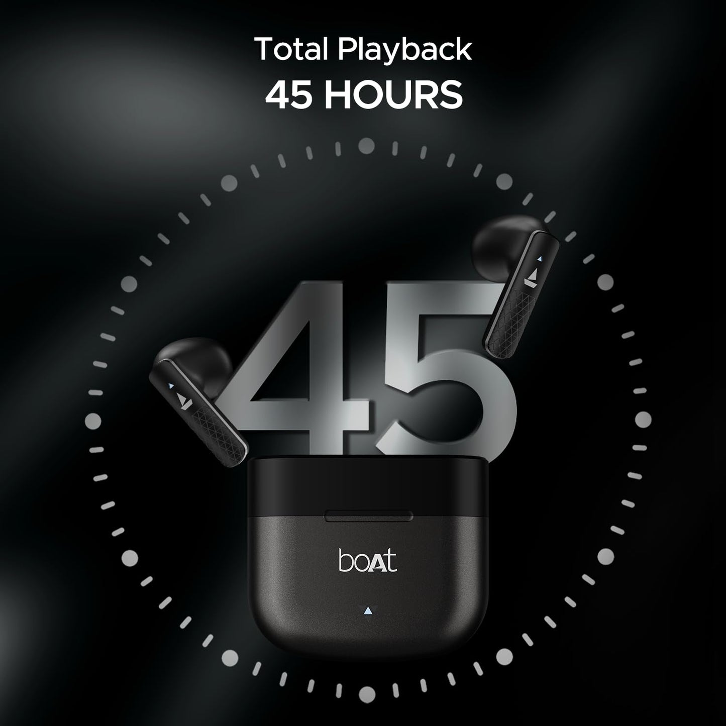 boAt Airdopes 91 Prime, 45HRS Battery, 13mm Drivers, Metallic Finish, Low Latency,ENx Tech, Fast Charge, v5.3 Bluetooth TWS in Ear Earbuds Wireless Earphones with mic (Midnight Black) - Springkart 