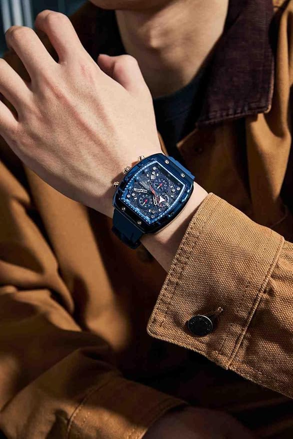 Giordano Square Dial Multifuncational Watch for Men with Stylish Design, Waterproof, Date Display & Silicone Strap