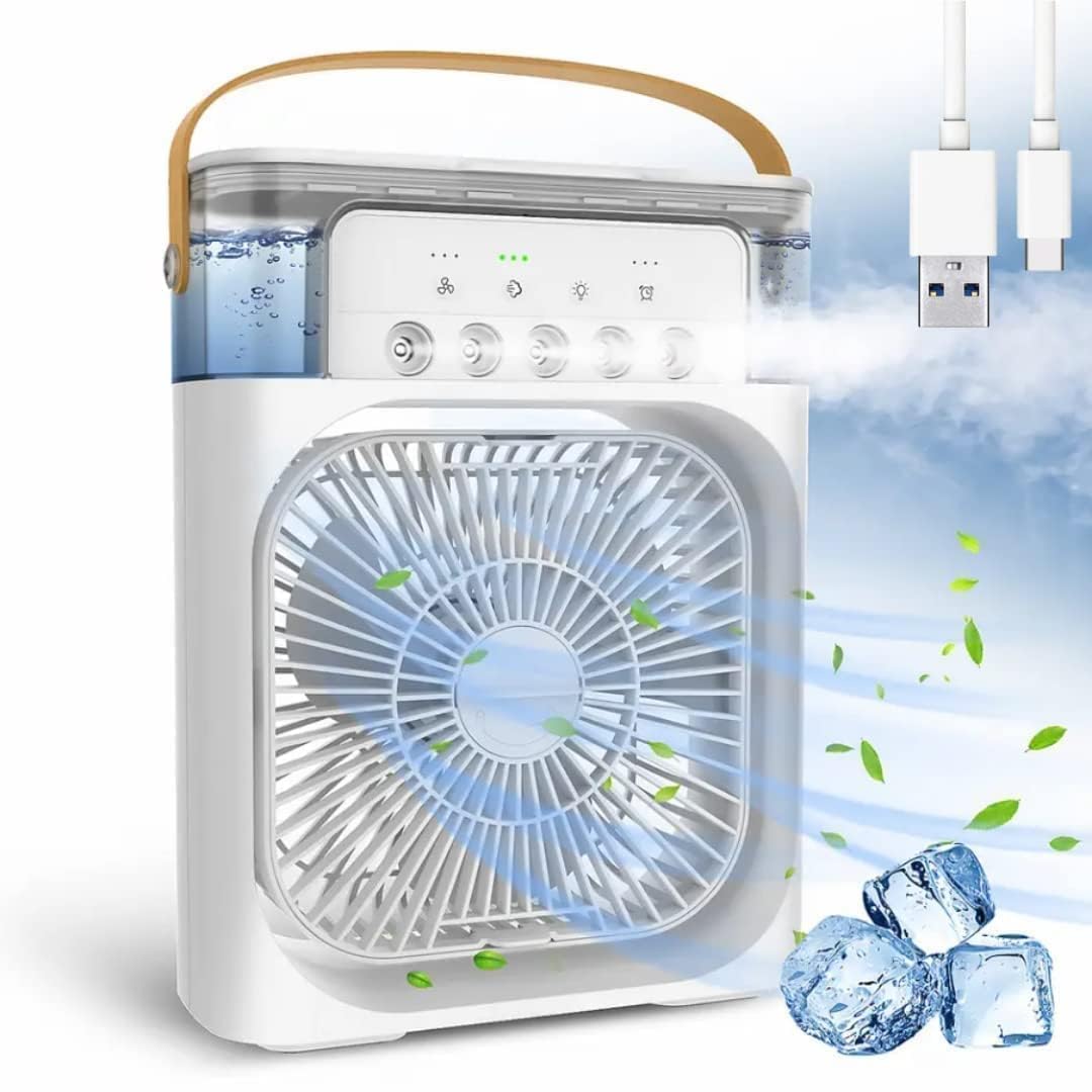 Portable Air Conditioners - Small AC Quiet Personal Air Cooler,USB Powered Mini Desktop Cooling Misting Fan, 1 | 2 | 3 Timer 3 Smart Speeds,360°Adjustment Office, Home, Room, Carved Design (MULTI) - Springkart 