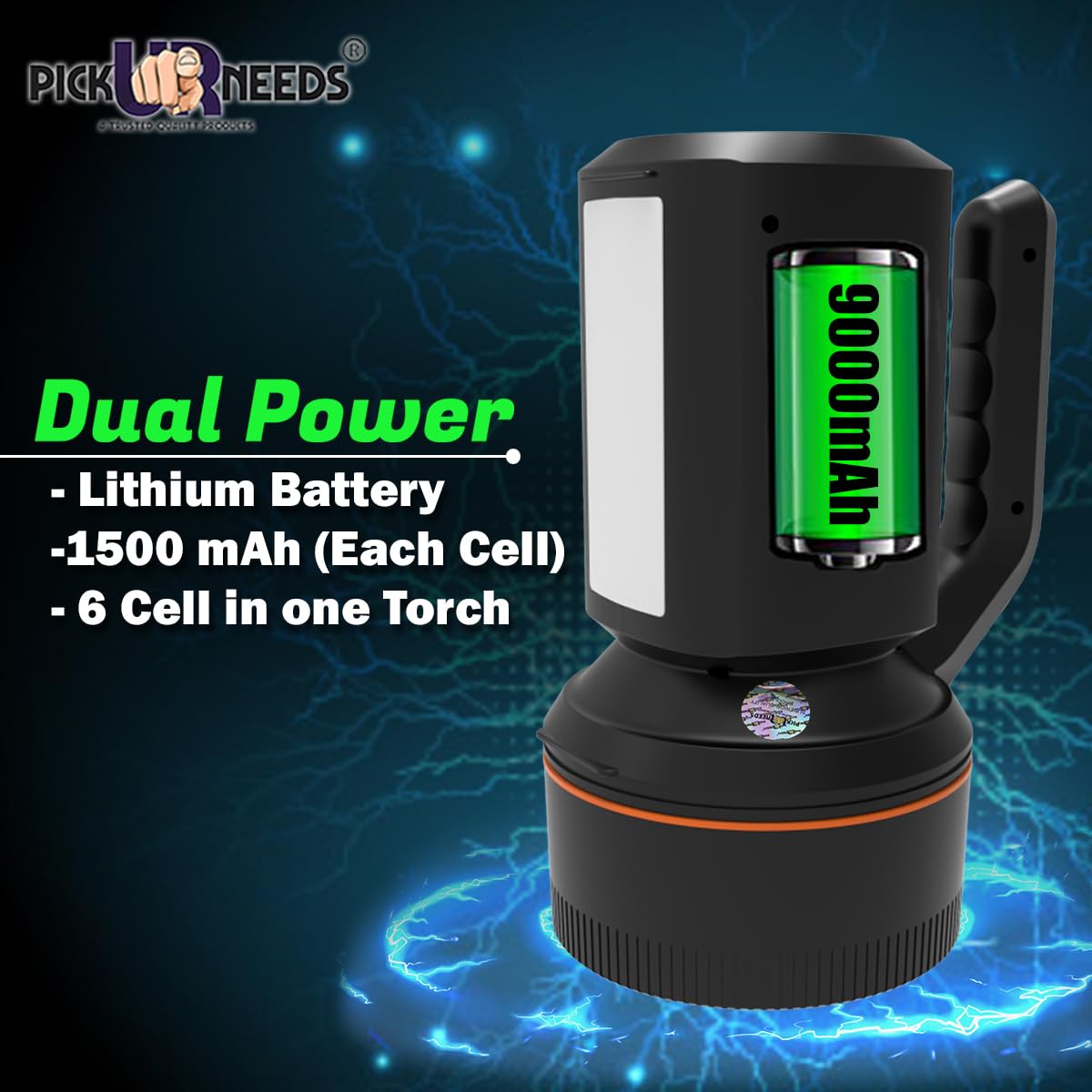 Pick Ur Needs Emergency Rechargeable Search Torch Light 120 W Bright Waterproof Led Torch Light Laser Long Range Power, 3000 Lumen - Springkart 