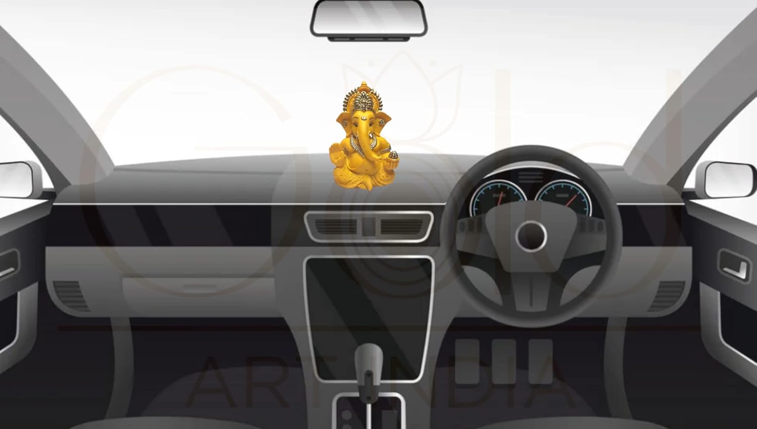Gold Art India Mango Terracotta Finish Ganesha for Car Dashboard Home Decor Gifting Diwali Birthday Festivals 3.5 x 2 Inches
